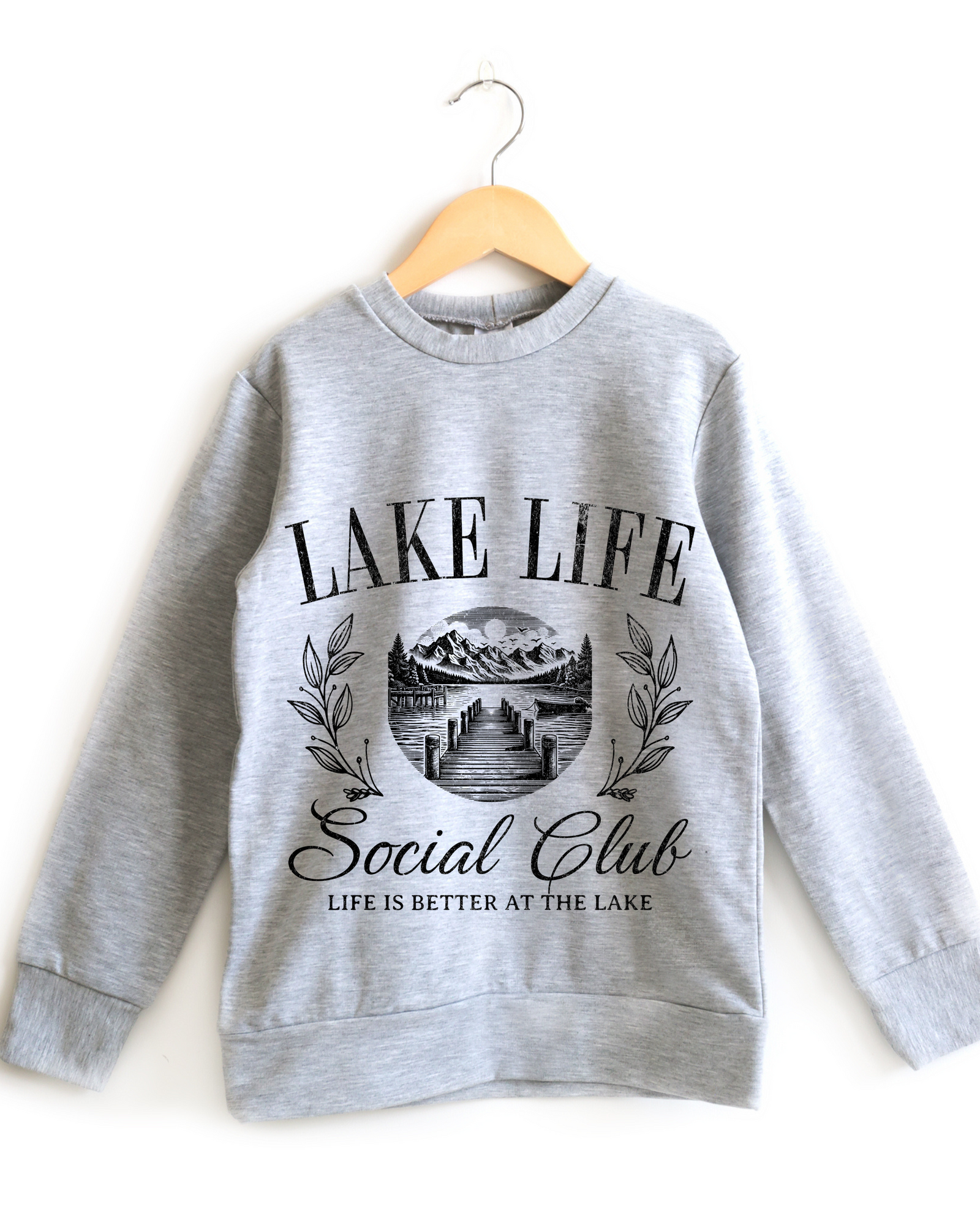 Left-angle view of women in Lake Life crewnecks