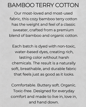 Bamboo terry cotton write-up on subtle light concrete