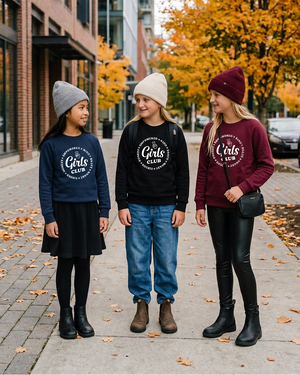 Girls Club image with a black flowy sweater-fabric skirt